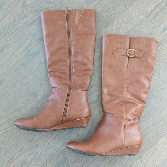 Rampage Women's Tall Boots Wedge Heels, Size 6.5, Brown - Picture 2 of 7